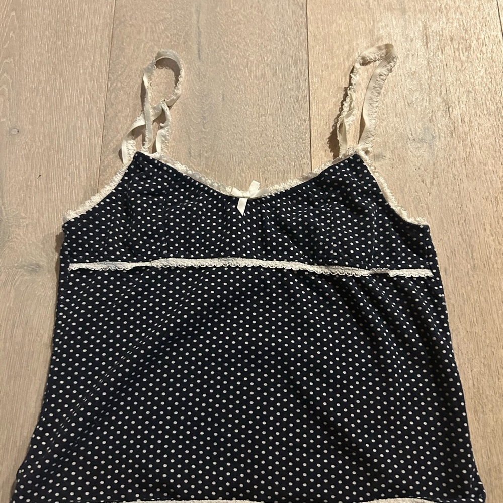 Edikted Navy and White Polka Dot Camisole